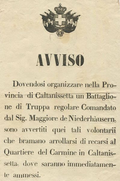Risorgimento, volantino pubblicato e distribuito in Sicilia  - Asta Storia Postale e Filatelia - Associazione Nazionale - Case d'Asta italiane