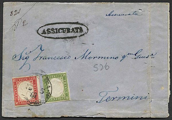 1861, Sicilia, raccomandata da Messina per Termini del 13 maggio 1861  - Asta Storia Postale e Filatelia - Associazione Nazionale - Case d'Asta italiane