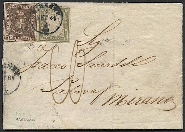 1861, Toscana, lettera da Firenze per Mirano del 4 settembre 1861  - Asta Storia Postale e Filatelia - Associazione Nazionale - Case d'Asta italiane