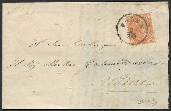 Lettera da Palma per Udine del 1 ottobre 1866  - Asta Storia Postale e Filatelia - Associazione Nazionale - Case d'Asta italiane