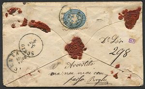 Intero postale raccomandato da 5 soldi da Vicenza per Velo dAstico del 12 aprile 1866  - Asta Storia Postale e Filatelia - Associazione Nazionale - Case d'Asta italiane