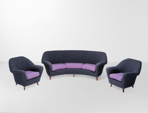Ico Parisi, Stile di : Salotto composto da due poltrone e un divano  - Asta Design Properties - Associazione Nazionale - Case d'Asta italiane