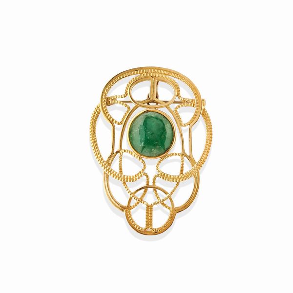 Pao Ying Wang : Spilla con pietre di colore  - Asta Gioielli - Associazione Nazionale - Case d'Asta italiane