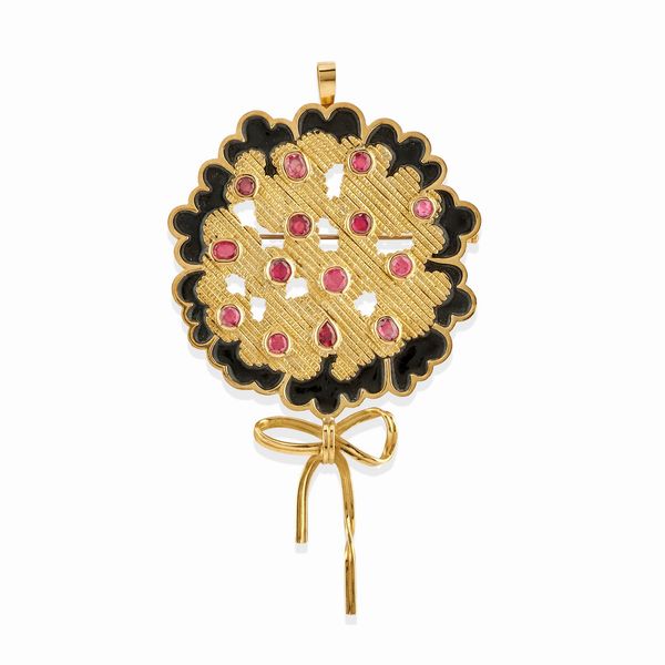 Pao Ying Wang : Spilla con rubini  - Asta Gioielli - Associazione Nazionale - Case d'Asta italiane