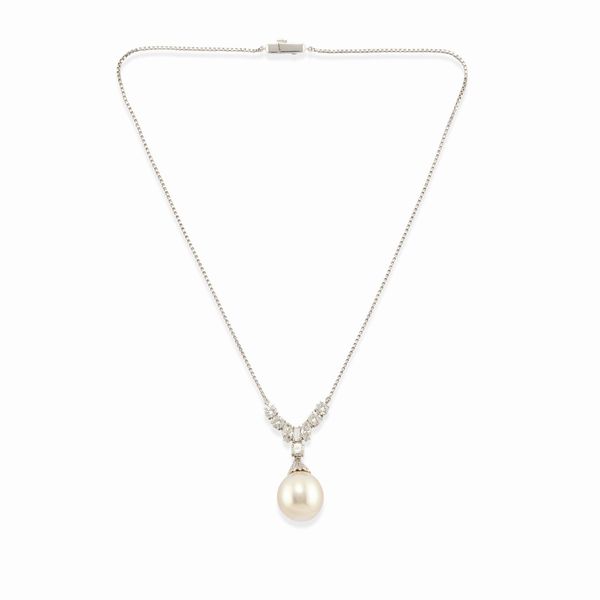 Collana con perla  - Asta Gioielli - Associazione Nazionale - Case d'Asta italiane