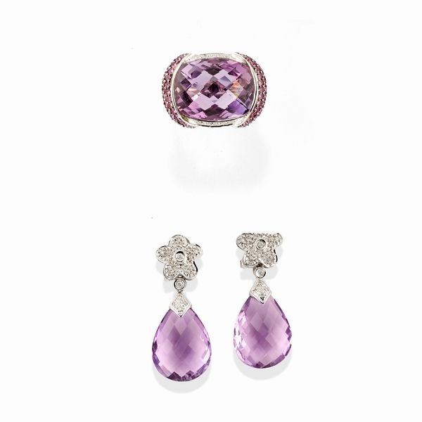 Orecchini e anello con ametiste  - Asta Gioielli - Associazione Nazionale - Case d'Asta italiane