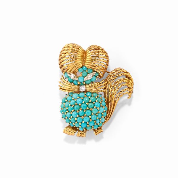 Spilla con turchesi  - Asta Gioielli - Associazione Nazionale - Case d'Asta italiane
