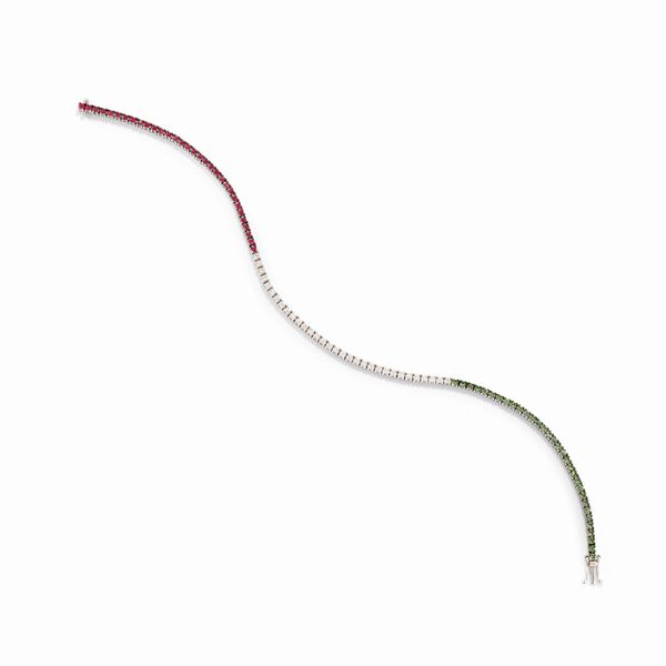 Bracciale tennis con pietre colorate  - Asta Gioielli - Associazione Nazionale - Case d'Asta italiane