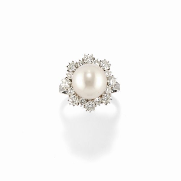 Anello con perla  - Asta Gioielli - Associazione Nazionale - Case d'Asta italiane