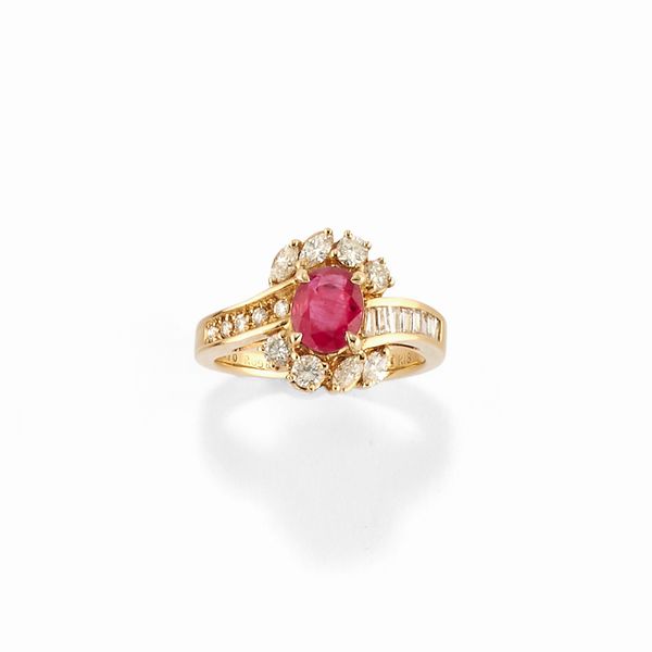 Anello con rubino  - Asta Gioielli - Associazione Nazionale - Case d'Asta italiane