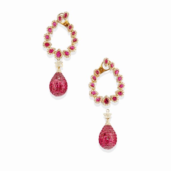 Orecchini con rubini  - Asta Gioielli - Associazione Nazionale - Case d'Asta italiane