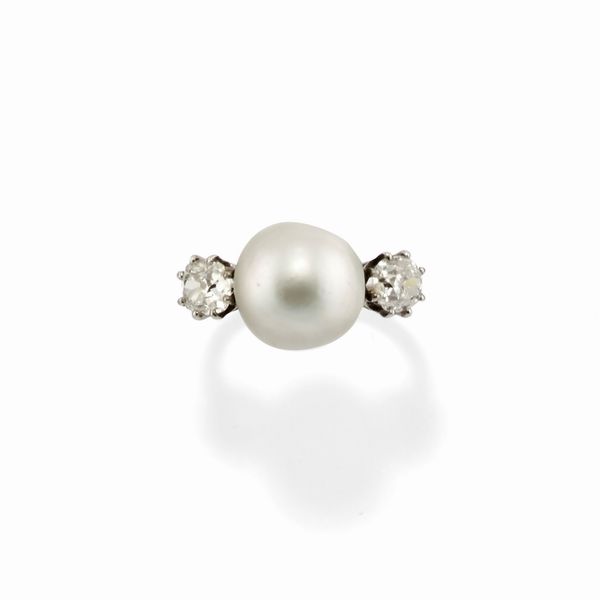 Anello con perla naturale  - Asta Gioielli - Associazione Nazionale - Case d'Asta italiane