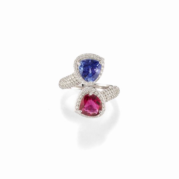 Anello con rubellite e tanzanite  - Asta Gioielli - Associazione Nazionale - Case d'Asta italiane