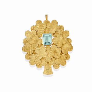 Pao Ying Wang - Pendente spilla con acquamarina