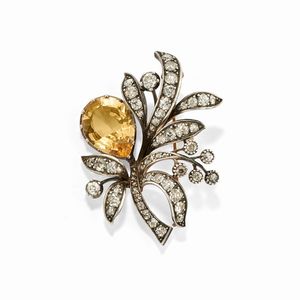 W.A  Bollin - Spilla con zaffiro giallo