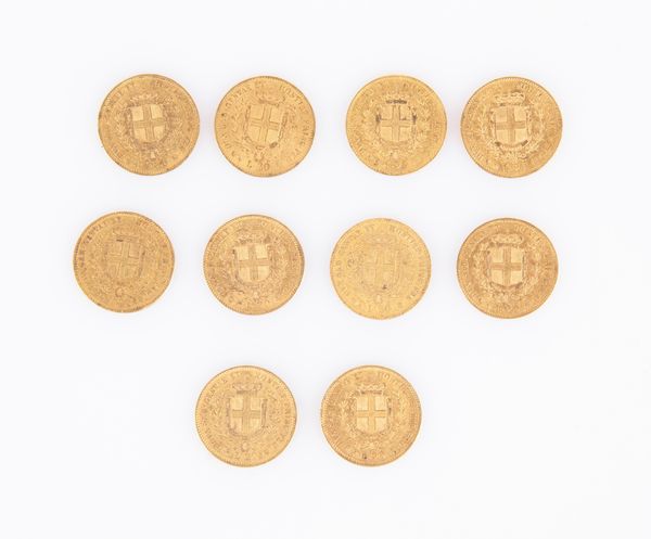 Lotto 10 monete da 20 Lire Vittorio Emanuele II 1851-59 Regno di Sardegna  - Asta Numismatica: Monete, Medaglie e Carta Moneta - Associazione Nazionale - Case d'Asta italiane