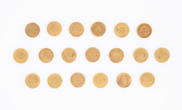 Lotto 19 monete da 20 Franchi Napoleone I Francia  - Asta Numismatica: Monete, Medaglie e Carta Moneta - Associazione Nazionale - Case d'Asta italiane