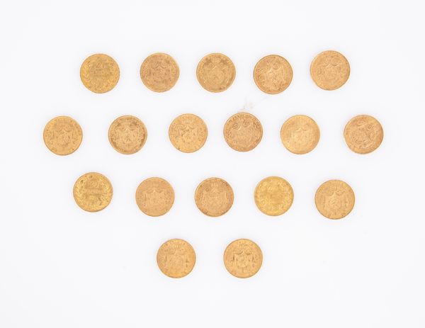 Lotto 18 monete da 20 Franchi Belgio  - Asta Numismatica: Monete, Medaglie e Carta Moneta - Associazione Nazionale - Case d'Asta italiane