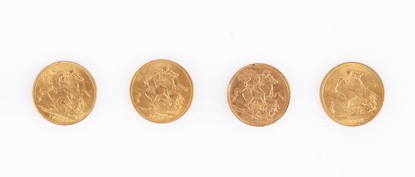 Lotto 4 sterline Giorgio V - Edoardo VII 1903, 1927 e 1928  - Asta Numismatica: Monete, Medaglie e Carta Moneta - Associazione Nazionale - Case d'Asta italiane