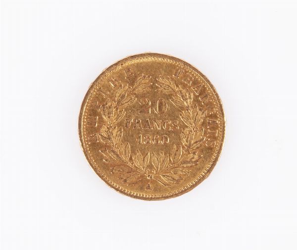 20 franchi Napoleone III 1860 Francia - Parigi  - Asta Numismatica: Monete, Medaglie e Carta Moneta - Associazione Nazionale - Case d'Asta italiane