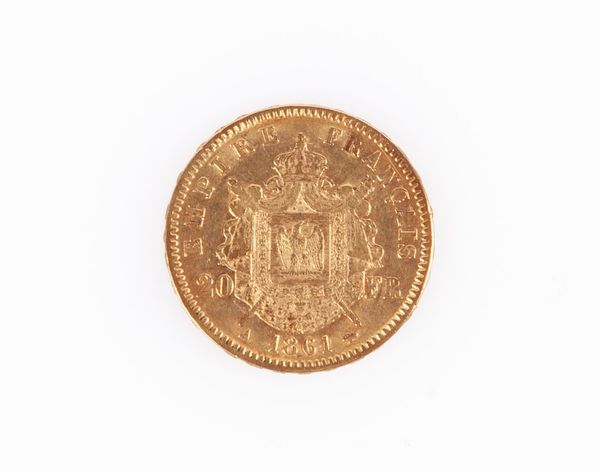 20 franchi Napoleone III 1861 Francia - Parigi  - Asta Numismatica: Monete, Medaglie e Carta Moneta - Associazione Nazionale - Case d'Asta italiane