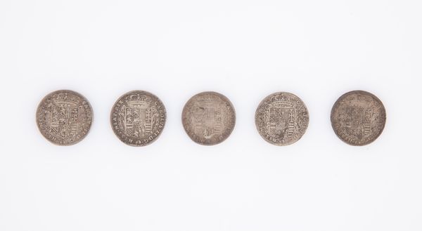 5 monete da 2 Carlini Carlo II - Napoli 1685 (2), 1687 (3)  - Asta Numismatica: Monete, Medaglie e Carta Moneta - Associazione Nazionale - Case d'Asta italiane