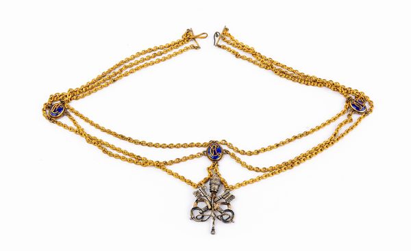 Collare da cerimonia per Gentiluomo del Papa in metallo dorato e smalti  - Asta Numismatica: Monete, Medaglie e Carta Moneta - Associazione Nazionale - Case d'Asta italiane