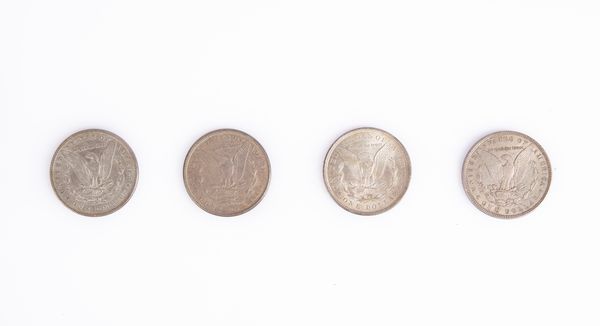 Lotto 4 monete da 1 Dollaro Eagle 1882 (2), 1896 e 1921 USA  - Asta Numismatica: Monete, Medaglie e Carta Moneta - Associazione Nazionale - Case d'Asta italiane