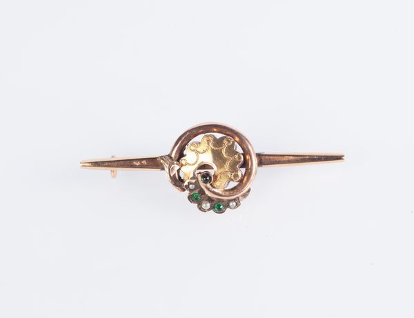 Spilla borbonica in oro e pietre  - Asta Fine Jewels and Watches - Associazione Nazionale - Case d'Asta italiane