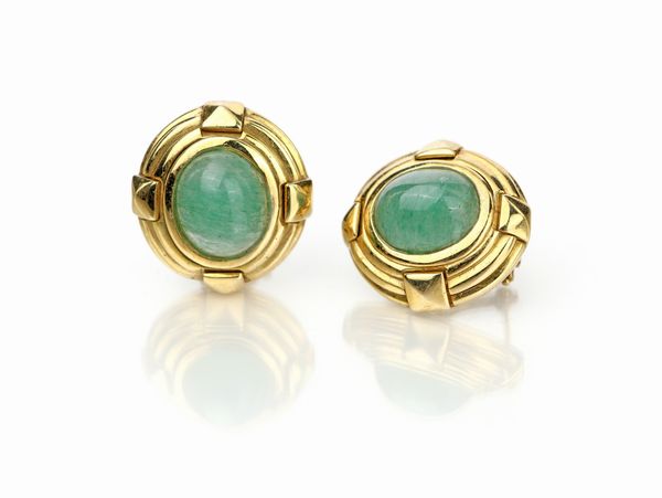 Coppia di orecchini in oro e giade  - Asta Fine Jewels and Watches - Associazione Nazionale - Case d'Asta italiane