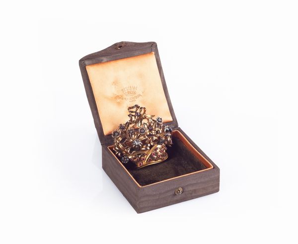 Cazzaniga spilla anni '40 in oro, diamanti e rubini  - Asta Fine Jewels and Watches - Associazione Nazionale - Case d'Asta italiane