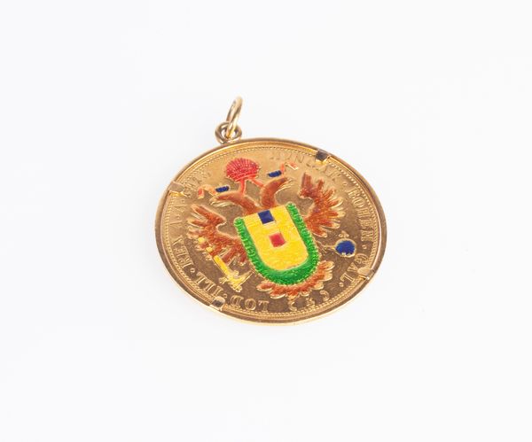 Pendente moneta austriaca in smalto  - Asta Fine Jewels and Watches - Associazione Nazionale - Case d'Asta italiane