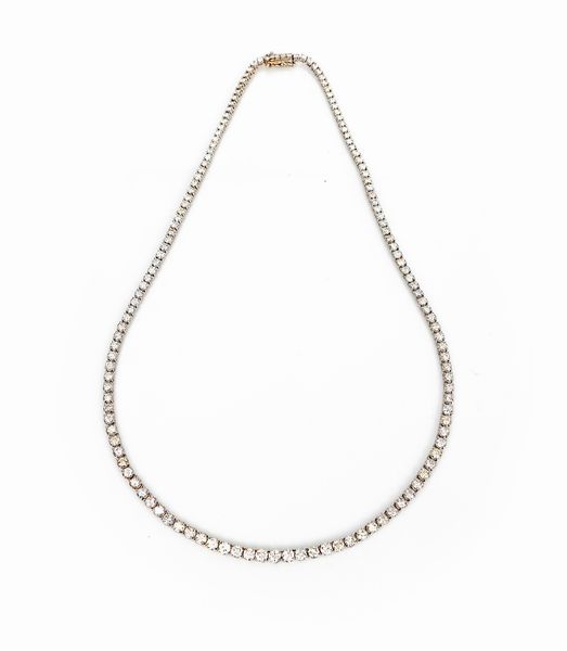 Girocollo tennis in oro e brillanti  - Asta Fine Jewels and Watches - Associazione Nazionale - Case d'Asta italiane