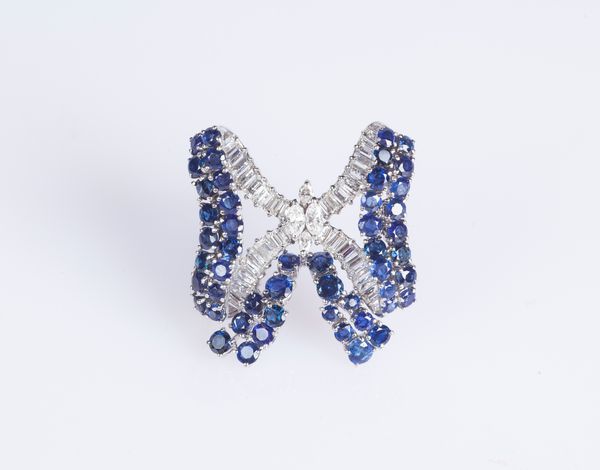 Missiaglia spilla in oro bianco diamanti e zaffiri  - Asta Fine Jewels and Watches - Associazione Nazionale - Case d'Asta italiane