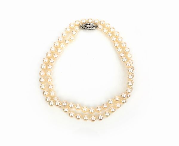 Collana di perle, oro e brillanti  - Asta Fine Jewels and Watches - Associazione Nazionale - Case d'Asta italiane