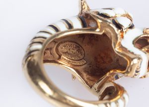 Frascarolo anello tigre bianca in oro e rubini  - Asta Fine Jewels and Watches - Associazione Nazionale - Case d'Asta italiane