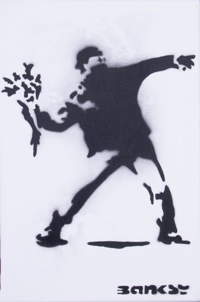 Banksy : Love is in the Air  - Asta Dipinti, Disegni, Sculture e Grafica - Associazione Nazionale - Case d'Asta italiane