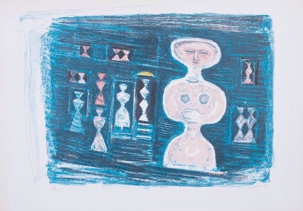 Massimo Campigli : Donna su fondo blu  - Asta Dipinti, Disegni, Sculture e Grafica - Associazione Nazionale - Case d'Asta italiane