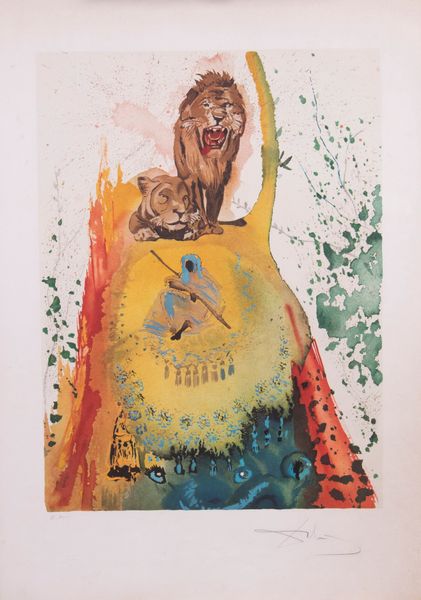Salvador Dalí : I leoni  - Asta Dipinti, Disegni, Sculture e Grafica - Associazione Nazionale - Case d'Asta italiane