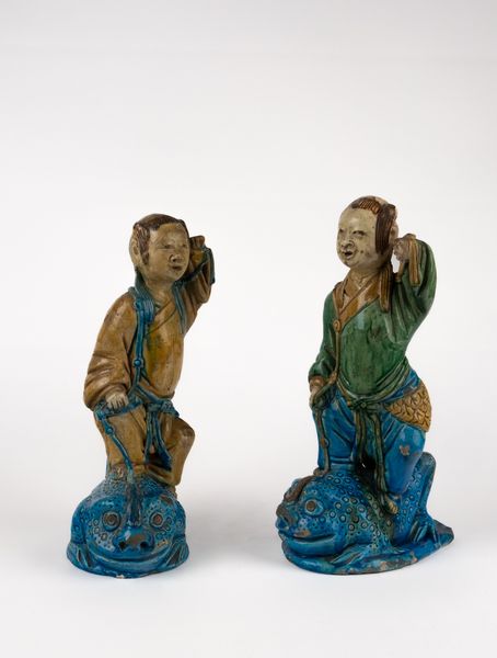 Coppia di sculture in ceramica policroma. Cina, secolo XIX  - Asta Arte orientale - Associazione Nazionale - Case d'Asta italiane