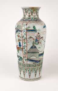 Grande vaso a rouleau in porcellana Famiglia Verde. Cina, periodo Kangxi (1661-1722)  - Asta Arte orientale - Associazione Nazionale - Case d'Asta italiane