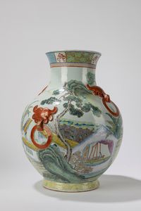 Grande vaso in porcellana Famiglia Rosa. Cina, periodo Guangxu/Repubblica  - Asta Arte orientale - Associazione Nazionale - Case d'Asta italiane