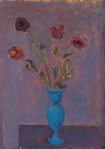 Mario Mafai - Natura morta (Vasetto blu con fiori)