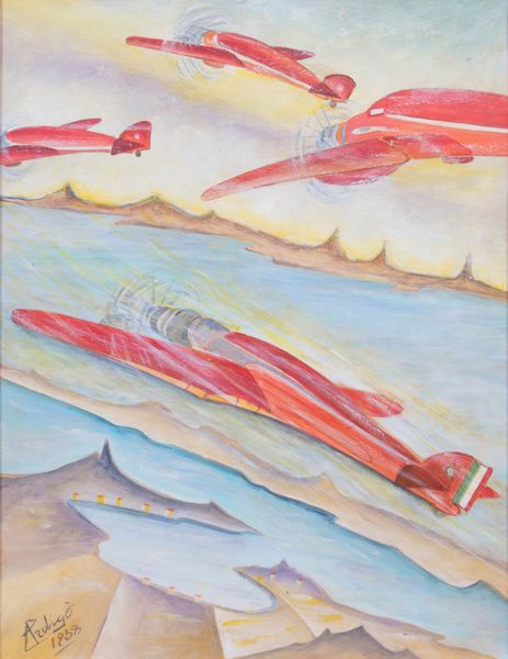 Pietro Ardigò : Aereopittura - Futur trasvolata  - Asta Arte Moderna - Associazione Nazionale - Case d'Asta italiane