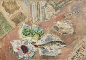 Filippo de Pisis - Natura morta sul parquet