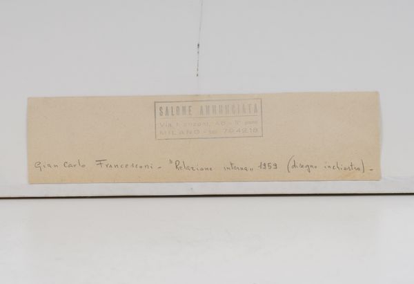 FRANCESCONI GIANCARLO (n. 1930) : Relazione interna.  - Asta Asta 407 | ARTE MODERNA E CONTEMPORANEA Virtuale - Associazione Nazionale - Case d'Asta italiane