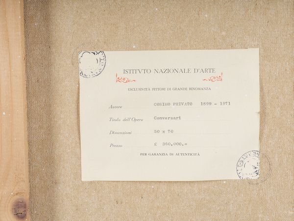 PRIVATO COSIMO (1899 - 1971) : Conversari.  - Asta Asta 407 | ARTE MODERNA E CONTEMPORANEA Virtuale - Associazione Nazionale - Case d'Asta italiane