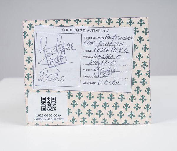 PESCE PIERGIUSEPPE  (n. 1965) : Deposizione con Simpson.  - Asta Asta 407 | ARTE MODERNA E CONTEMPORANEA Virtuale - Associazione Nazionale - Case d'Asta italiane