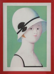 BUENO ANTONIO (1918 - 1985) - Ritratto di ragazza con cappello.