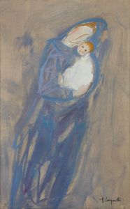 LONGARETTI TRENTO (n. 1916) - Madre in azzurro.